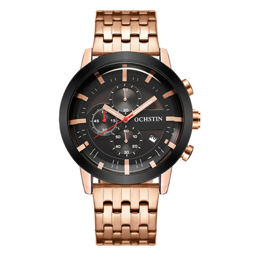 OCHSTIN 7248 Fashion Steel Strap Multifunctional Quartz Men Watch(Rose Gold Black) - Metal Strap Watches by OCHSTIN | Online Shopping South Africa | PMC Jewellery | Buy Now Pay Later Mobicred