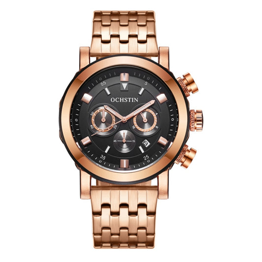 OCHSTIN 7254 Fashion Steel Strap Multifunctional Quartz Men Watch(Rose Gold Black) - Metal Strap Watches by OCHSTIN | Online Shopping South Africa | PMC Jewellery | Buy Now Pay Later Mobicred