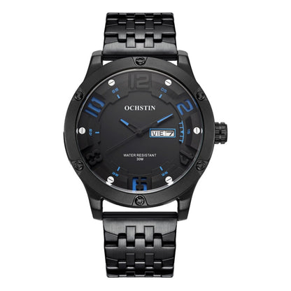 OCHSTIN 7255 Fashion Steel Strap Day-date Quartz Men Watch(Black Blue) - Metal Strap Watches by OCHSTIN | Online Shopping South Africa | PMC Jewellery | Buy Now Pay Later Mobicred