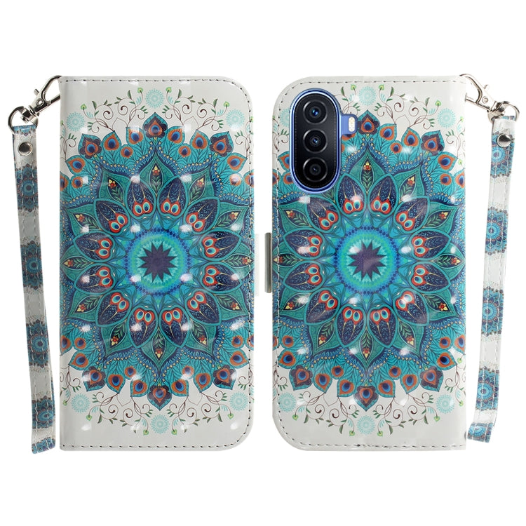 For Huawei nova Y70 Plus 3D Colored Pattern Flip Leather Phone Case(Peacock Wreath) - free shipping - PMC TechLife - Order now!
