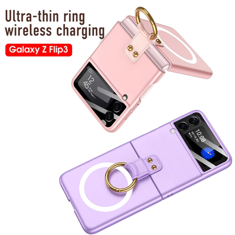 For Samsung Galaxy Z Flip3 5G GKK MagSafe Ultrathin Integrated Shockproof Phone Case with Ring Holder(White) - Galaxy Phone Cases by GKK | Online Shopping South Africa | PMC Jewellery