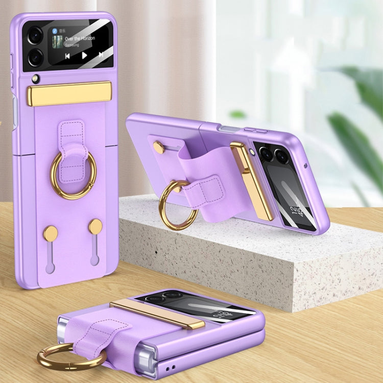 For Samsung Galaxy Z Flip3 5G GKK Ultrathin Shockproof Phone Case with Ring Holder / Wrist Strap(Purple) - Galaxy Phone Cases by GKK | Online Shopping South Africa | PMC Jewellery | Buy Now Pay Later Mobicred