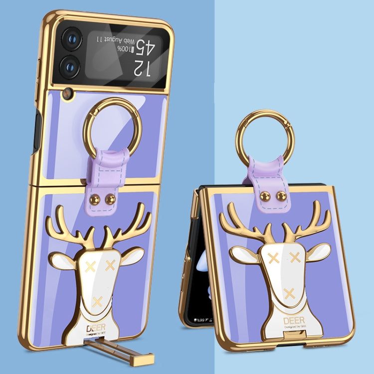 For Samsung Galaxy Z Flip4 GKK Electroplated Integrated Shockproof Phone Case with Ring Holder(Purple) - Galaxy Z Flip4 5G Cases by GKK | Online Shopping South Africa | PMC Jewellery