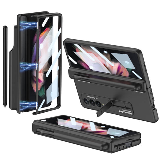For Samsung Galaxy Z Fold3 5G GKK Full Coverage Magnetic Fold Hinge Shockproof Phone Case with Pen Slots(Black) - Galaxy Phone Cases by GKK | Online Shopping South Africa | PMC Jewellery
