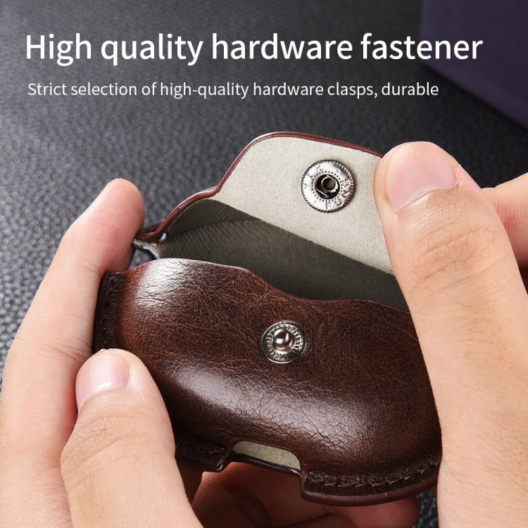 For Huawei FreeBuds Pro 2 Business Leather Earphone Protective Case with Hook(Light Brown) - Huawei Earphone Case by PMC TechLife | Online Shopping South Africa | PMC TechLife