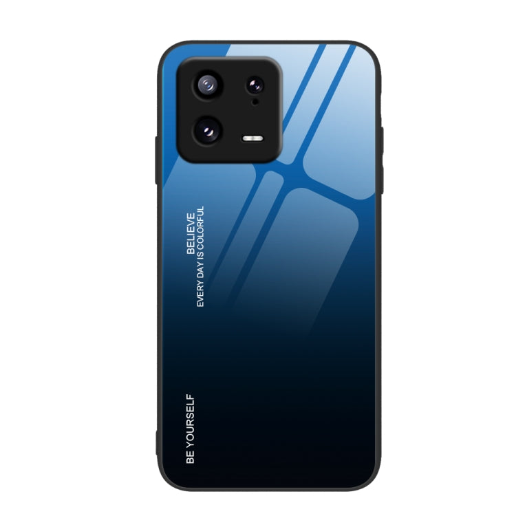 For Xiaomi 13 Gradient Color Glass Phone Case(Blue Black) - free shipping - PMC TechLife - Order now!