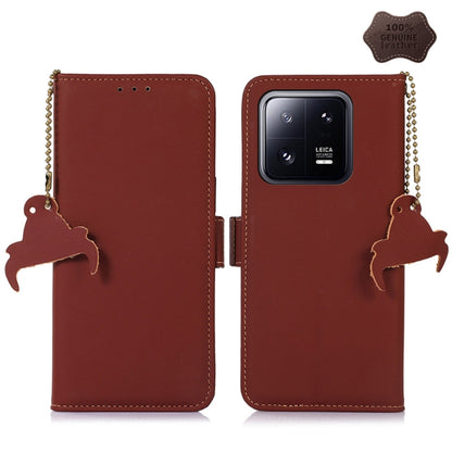 For Xiaomi 13 Genuine Leather Magnetic RFID Leather Phone Case(Coffee) - 13 Cases by PMC Jewellery | Online Shopping South Africa | PMC Jewellery