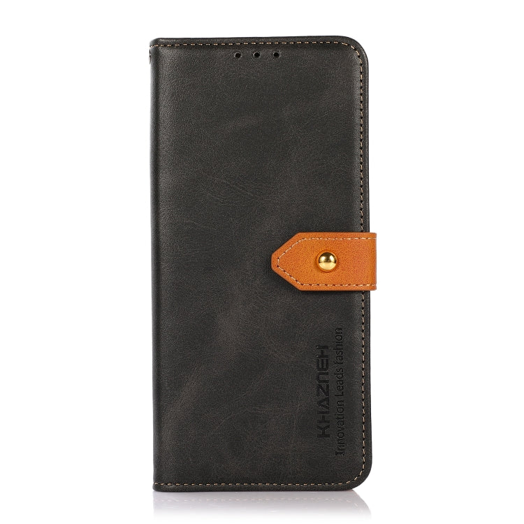 For Motorola Moto E13 4G KHAZNEH Dual-color Cowhide Texture Flip Leather Phone Case(Black) - Motorola Cases by PMC Jewellery | Online Shopping South Africa | PMC Jewellery