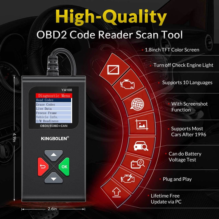 KINGBOLEN YA100 OBD2 Car Engine Fault Diagnosis Tool - Code Readers & Scan Tools by PMC Jewellery | Online Shopping South Africa | PMC Jewellery