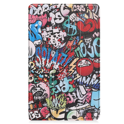 For Lenovo Tab M8 4th Gen / TB-300FU Custer Painted 3-Fold Holder Leather Tablet Case(Graffiti) - For Lenovo by PMC Jewellery | Online Shopping South Africa | PMC Jewellery