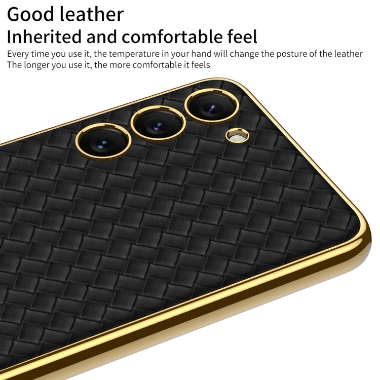 For Samsung Galaxy S23+ 5G GKK Weave Texture Electroplating PU Protective Phone Case(Green) - Galaxy S23+ 5G Cases by GKK | Online Shopping South Africa | PMC TechLife