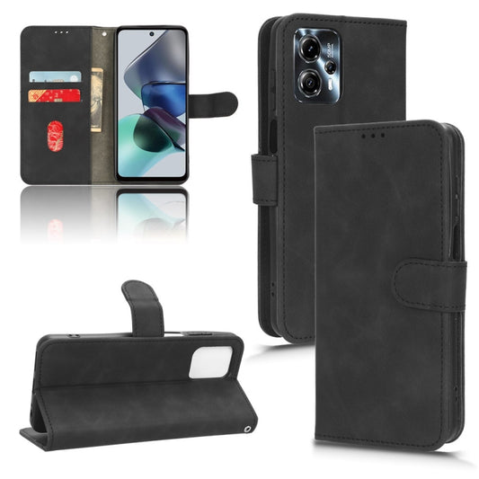 For Motorola Moto G13 / G23 / G53 Skin Feel Magnetic Flip Leather Phone Case(Black) - Motorola Cases by PMC Jewellery | Online Shopping South Africa | PMC Jewellery