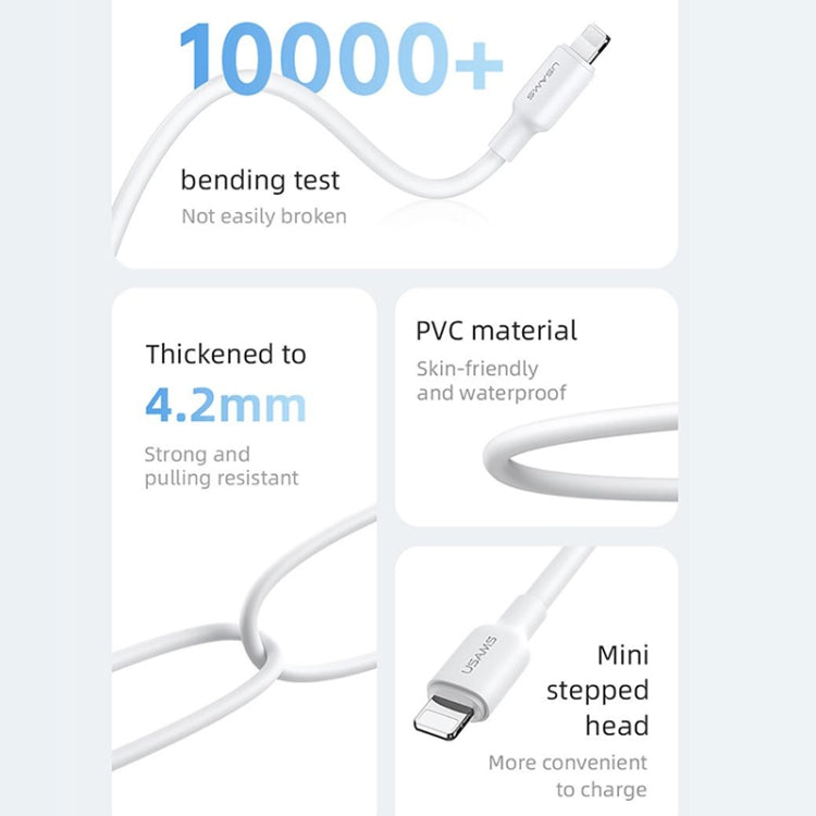 USAMS US-SJ610 U84 PD20W USB-C / Type-C to 8 Pin Charging Data Cable, Cable Length:1m(White) - free shipping - PMC TechLife - Order now!