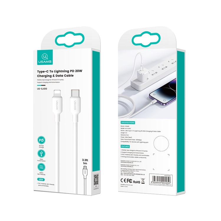 USAMS US-SJ610 U84 PD20W USB-C / Type-C to 8 Pin Charging Data Cable, Cable Length:1m(White) - free shipping - PMC TechLife - Order now!