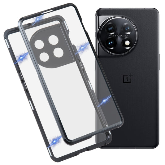 For OnePlus 11 Full Cover Magnetic Metal Tempered Glass Phone Case(Black) - OnePlus Cases by PMC Jewellery | Online Shopping South Africa | PMC Jewellery