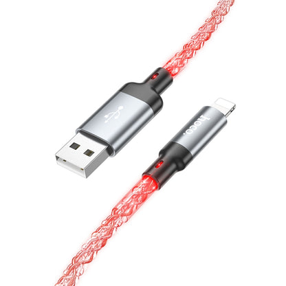 hoco U112 2.4A USB to 8 Pin Luminous Data Cable, Length: 1m(Grey) - Normal Style Cable by hoco | Online Shopping South Africa | PMC Jewellery