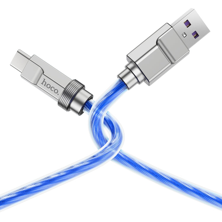 hoco U113 100W USB to USB-C/Type-C Silicone Fast Charging Data Cable, Length: 1m(Blue) - USB-C & Type-C Cable by hoco | Online Shopping South Africa | PMC Jewellery