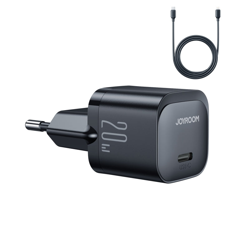 JOYROOM JR-TCF02 PD Type-C 20W Mini Charger with 1m Type-C to 8Pin Cable, Plug:EU Plug(Black) - USB Charger by JOYROOM | Online Shopping South Africa | PMC Jewellery
