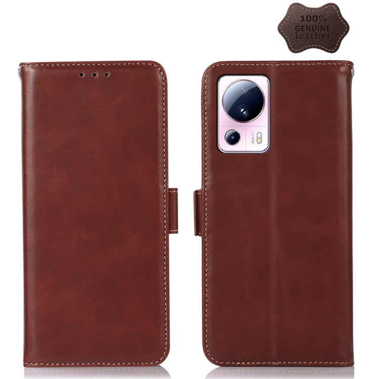 For Xiaomi 13 Lite / Civi 2 Crazy Horse Top Layer Cowhide Leather Phone Case(Brown) - 13 Lite Cases by PMC Jewellery | Online Shopping South Africa | PMC Jewellery