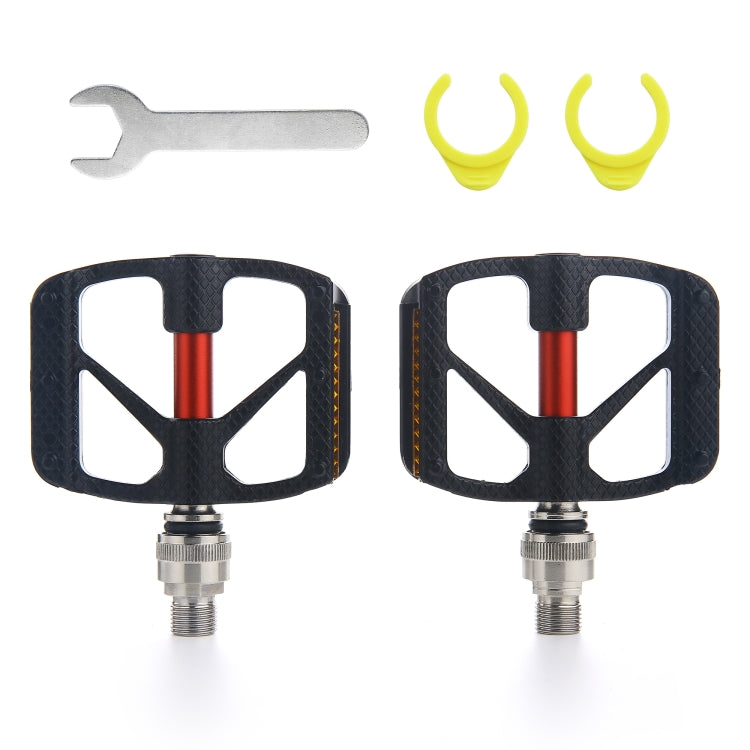 QR610 1 Pair Carbon Fiber Bicycle Quick Release Pedals(Red Axis) - Pedals by PMC TechLife | Online Shopping South Africa | PMC TechLife