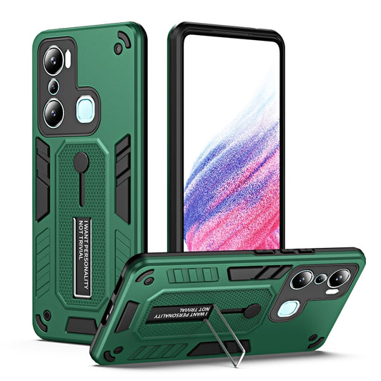 For Infinix Hot 20i X665E Variety Brave Armor Finger Loop Holder Phone Case(Green) - Infinix Cases by PMC Jewellery | Online Shopping South Africa | PMC Jewellery