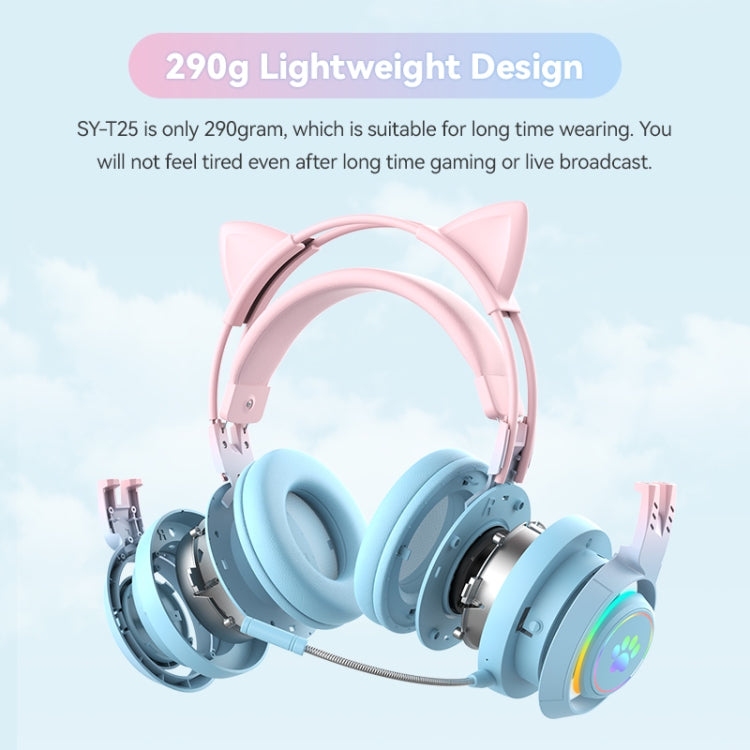 T25 RGB Stereo Cat Ear Bluetooth Wireless Headphones with Detachable Microphone(Pink) - Headset & Headphone by PMC Jewellery | Online Shopping South Africa | PMC Jewellery