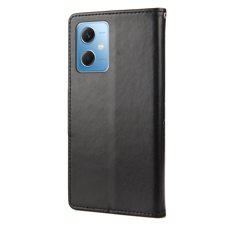 For Xiaomi Redmi Note 12 Pro 5G Global Butterfly Flower Pattern Leather Phone Case(Black) - free shipping - PMC TechLife - Order now!