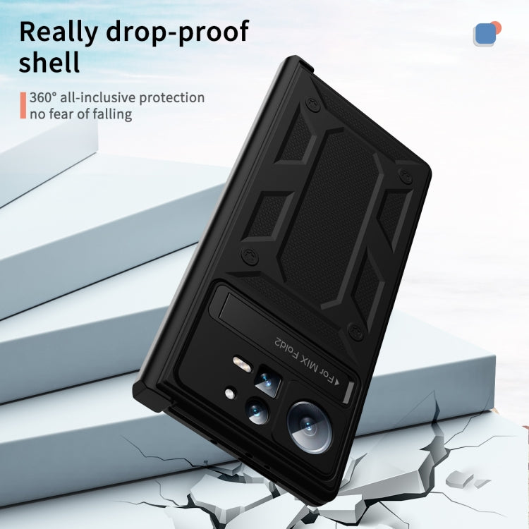 For Xiaomi Mix Fold 2 Hinge All-inclusive Magnetic Phone Case with Stand(Black) - Xiaomi Cases by PMC TechLife | Online Shopping South Africa | PMC TechLife