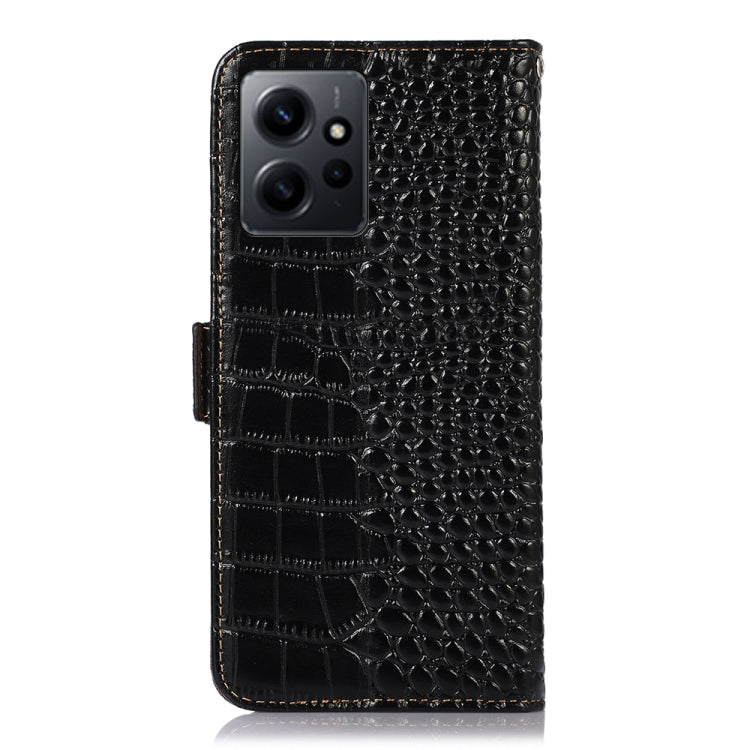 For Xiaomi Redmi Note 12 4G Global Crocodile Top Layer Cowhide Leather Phone Case(Black) - Note 12 Cases by PMC TechLife | Online Shopping South Africa | PMC TechLife
