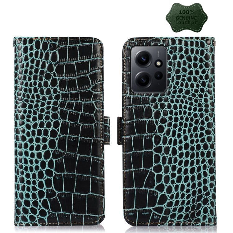 For Xiaomi Redmi Note 12 4G Global Crocodile Top Layer Cowhide Leather Phone Case(Green) - Note 12 Cases by PMC Jewellery | Online Shopping South Africa | PMC Jewellery