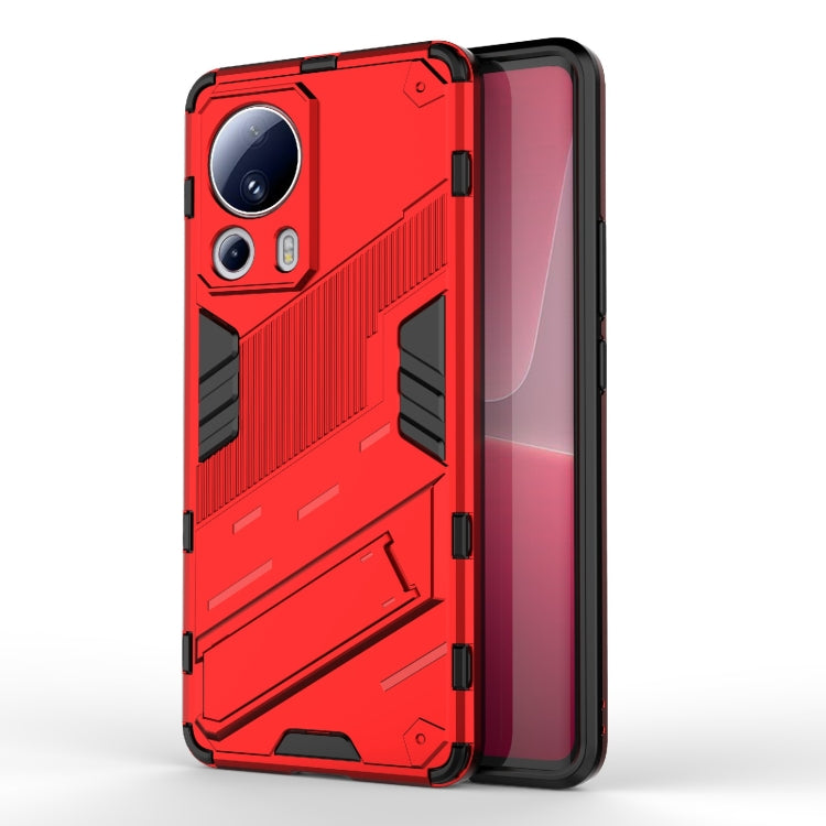 For Xiaomi 13 Lite Punk Armor 2 in 1 PC + TPU Shockproof Phone Case with Holder(Red) - 13 Lite Cases by PMC Jewellery | Online Shopping South Africa | PMC Jewellery