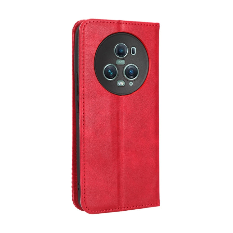 For Honor Magic5 Pro Magnetic Buckle Retro Texture Leather Phone Case(Red) - Honor Cases by PMC Jewellery | Online Shopping South Africa | PMC Jewellery