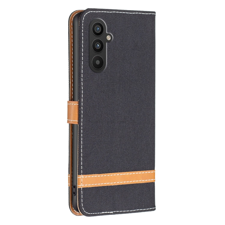 For Samsung Galaxy A24 4G Color Block Denim Texture Leather Phone Case(Black) - free shipping - PMC TechLife - Order now!