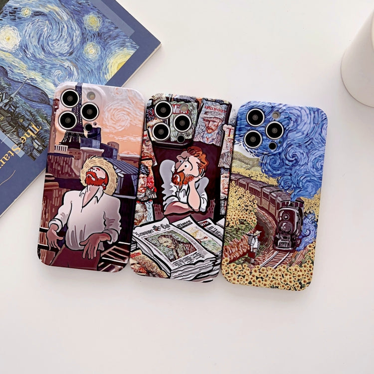 For iPhone 14 Pro Max Precise Hole Oil Painting Glossy PC Phone Case(Train) - free shipping - PMC TechLife - Order now!