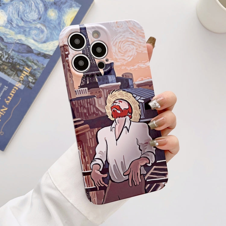 For iPhone 12 Pro Precise Hole Oil Painting Glossy PC Phone Case(Tower) - iPhone 12 / 12 Pro Cases by PMC TechLife | Online Shopping South Africa | PMC TechLife