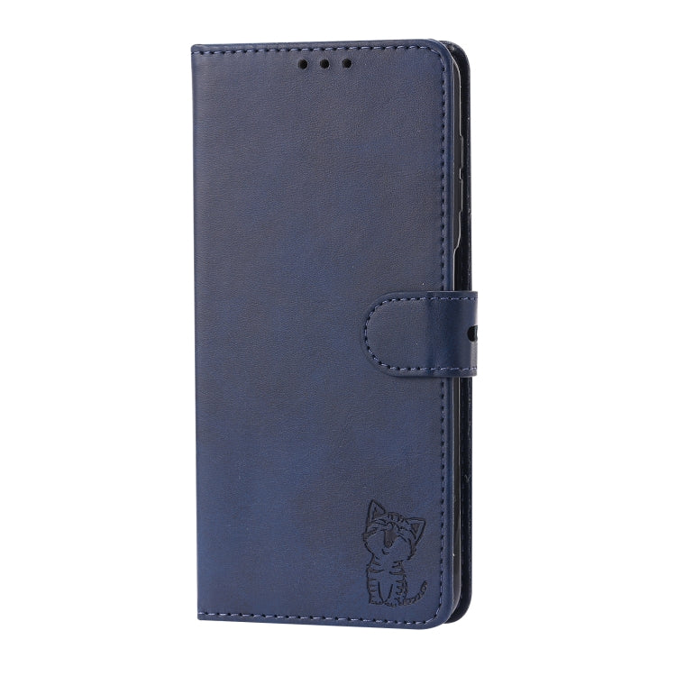 For Samsung Galaxy A14 5G Embossed Happy Cat Pattern Flip Leather Phone Case(Blue) - free shipping - PMC TechLife - Order now!