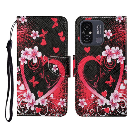 For Xiaomi Redmi 12C Colored Drawing Pattern Flip Leather Phone Case(Red Heart) - Xiaomi Cases by PMC Jewellery | Online Shopping South Africa | PMC Jewellery