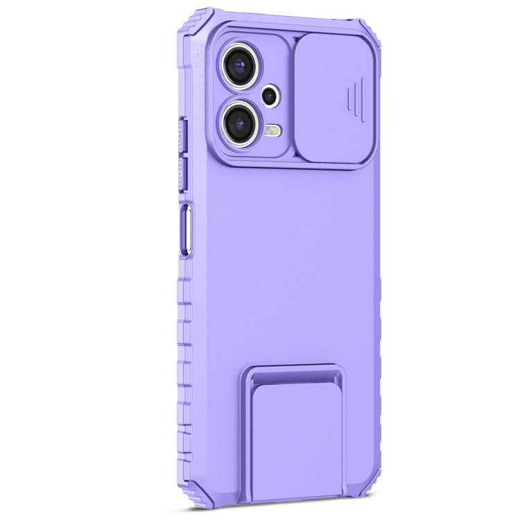 For Xiaomi Redmi Note 12 5G / Poco X5 Stereoscopic Holder Sliding Camshield Phone Case(Purple) - Note 12 Cases by PMC Jewellery | Online Shopping South Africa | PMC Jewellery