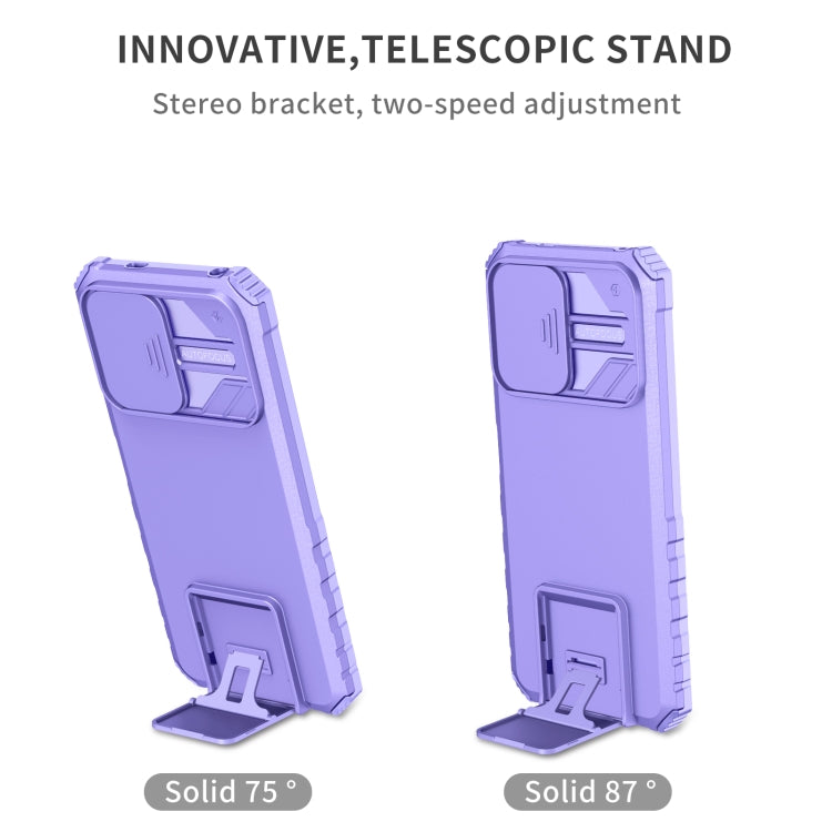 For Xiaomi Redmi Note 12 5G / Poco X5 Stereoscopic Holder Sliding Camshield Phone Case(Purple) - Note 12 Cases by PMC Jewellery | Online Shopping South Africa | PMC Jewellery