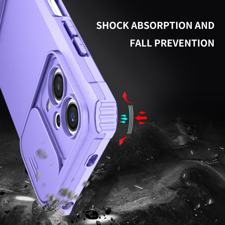 For Xiaomi Redmi Note 12 5G / Poco X5 Stereoscopic Holder Sliding Camshield Phone Case(Purple) - Note 12 Cases by PMC Jewellery | Online Shopping South Africa | PMC Jewellery