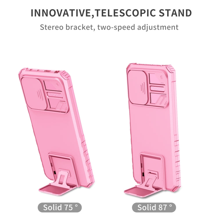 For Xiaomi Redmi Note 12 Pro 5G / Poco X5 Pro Stereoscopic Holder Sliding Camshield Phone Case(Pink) - Note 12 Pro Cases by PMC Jewellery | Online Shopping South Africa | PMC Jewellery