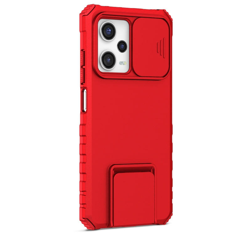 For Xiaomi Redmi Note 12 Pro 5G / Poco X5 Pro Stereoscopic Holder Sliding Camshield Phone Case(Red) - Note 12 Pro Cases by PMC Jewellery | Online Shopping South Africa | PMC Jewellery