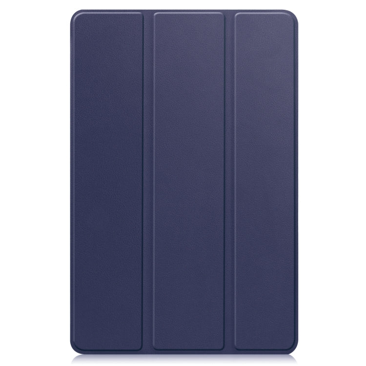 For Teclast M40 Plus Custer Pure Color 3-Fold Holder Leather Tablet Case(Dark Blue) - Teclast by PMC Jewellery | Online Shopping South Africa | PMC Jewellery