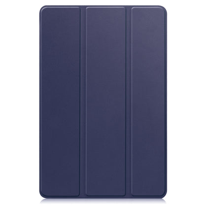 For Teclast M40 Plus Custer Pure Color 3-Fold Holder Leather Tablet Case(Dark Blue) - Teclast by PMC Jewellery | Online Shopping South Africa | PMC Jewellery