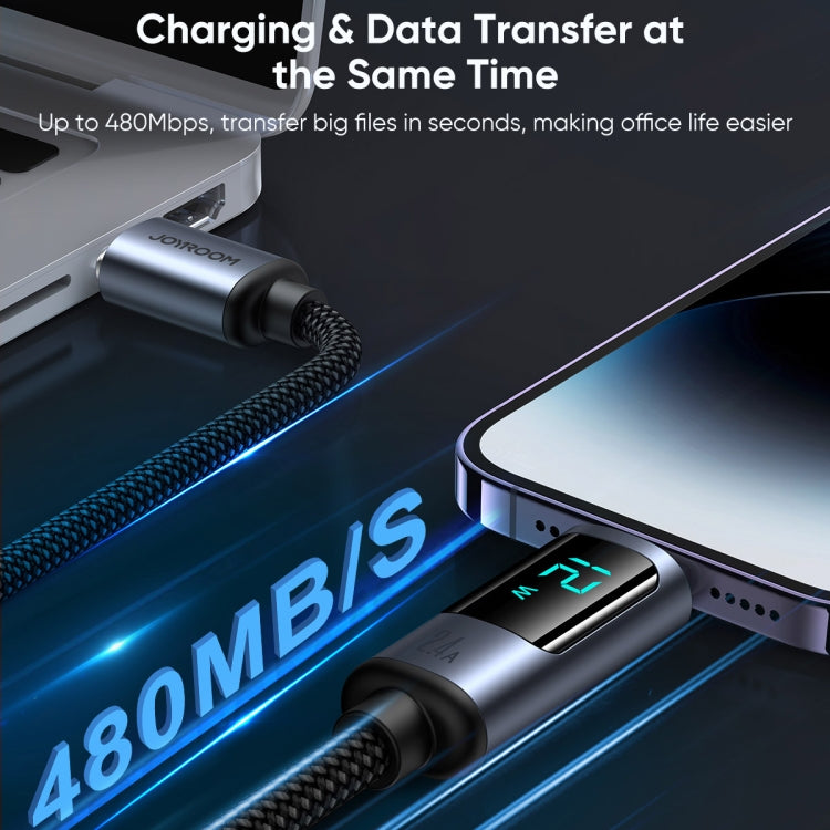 JOYROOM S-AL012A16 2.4A USB to 8 Pin Digital Display Fast Charging Data Cable, Length:1.2m(Black) - Normal Style Cable by JOYROOM | Online Shopping South Africa | PMC TechLife