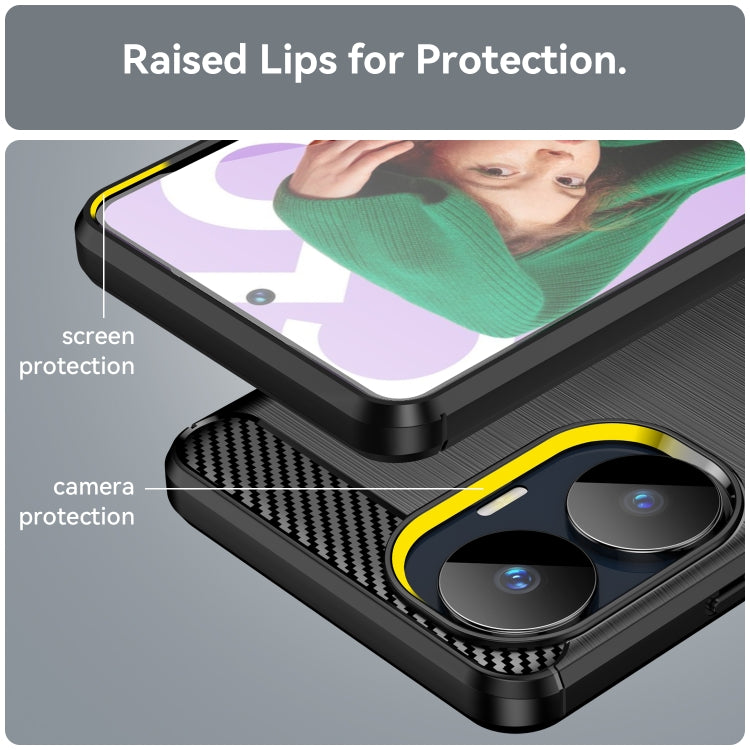 For Realme C55 Brushed Texture Carbon Fiber TPU Phone Case(Black) - Realme Cases by PMC TechLife | Online Shopping South Africa | PMC TechLife | Buy Now Pay Later Mobicred