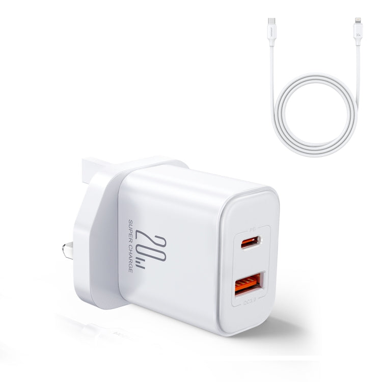 J0YROOM TCF05 20W USB+USB-C/Type-C Dual Interface Fast Charger Set, Specification:UK Plug(White) - USB Charger by JOYROOM | Online Shopping South Africa | PMC Jewellery