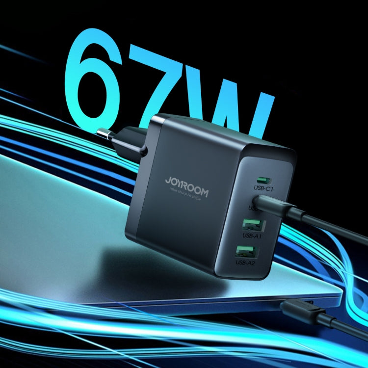 JOYROOM TCG02 Gallium Nitride 67W Dual USB+Dual USB-C/Type-C Multi-Port Charger Set, Specification:EU Plug(Black) - USB Charger by JOYROOM | Online Shopping South Africa | PMC Jewellery