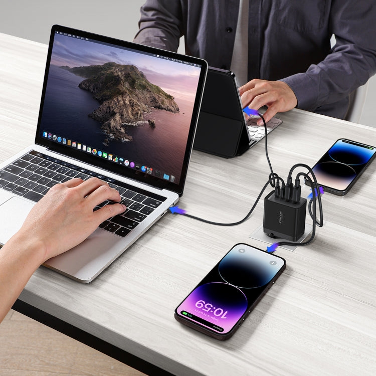 JOYROOM TCG02 Gallium Nitride 67W Dual USB+Dual USB-C/Type-C Multi-Port Charger Set, Specification:EU Plug(Black) - USB Charger by JOYROOM | Online Shopping South Africa | PMC Jewellery