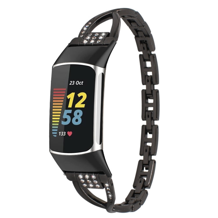 For Fitbit Charge 2 Diamond Metal Watch Band(Black) - Smart Wear by PMC TechLife | Online Shopping South Africa | PMC TechLife